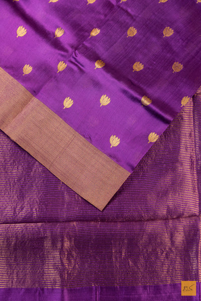 Purple Chanderi Pure Silk Handwoven Saree