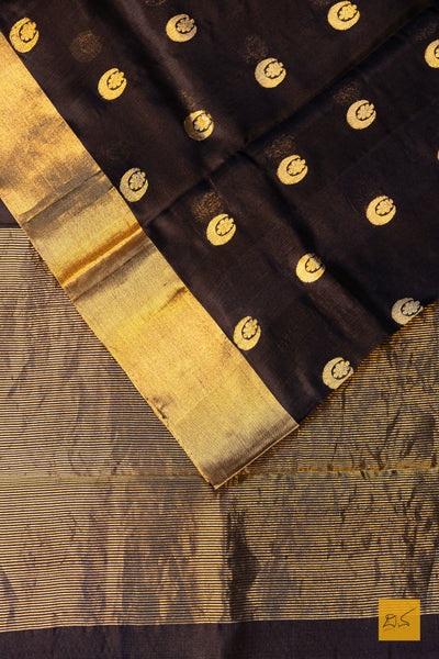 Niranjana- Black Chanderi Pure Silk Handwoven Saree