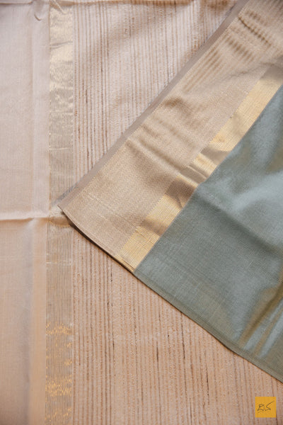 Devika- Green Maheshwari Silk Cotton Handwoven Saree