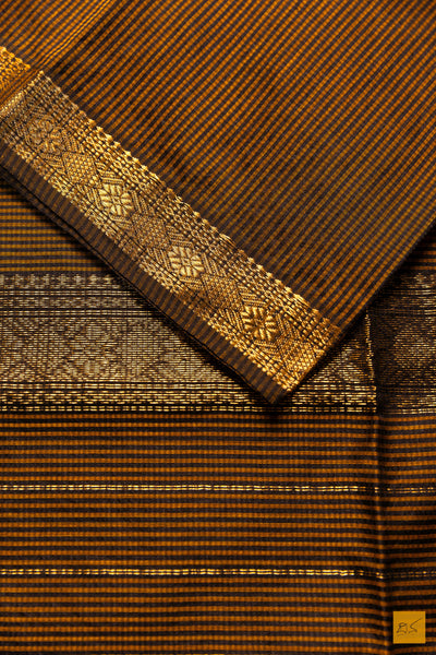 Krithika- Yellow-Black Maheshwari Garbh Reshmi Handwoven Saree