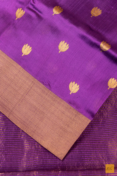 Purple Chanderi Pure Silk Handwoven Saree