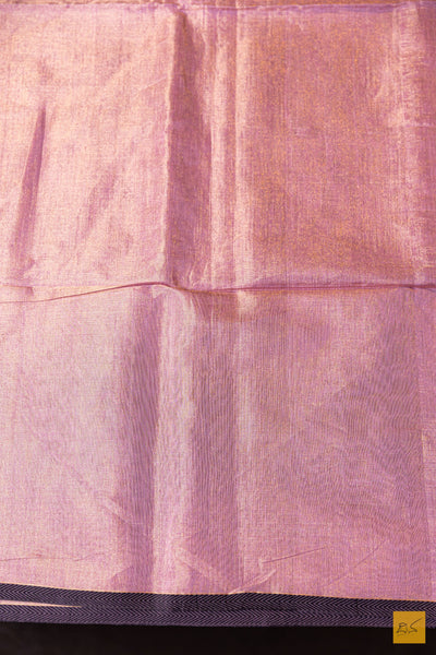 Bhuvana- Pink Tissue Maheshwari Silk Cotton Handwoven Saree