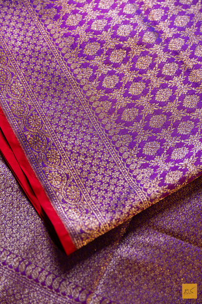 Punyakeerthi- Purple Banarasi Katan Silk Brocade Saree