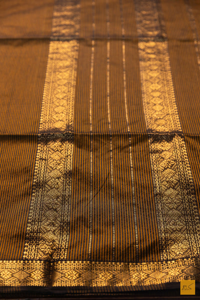 Krithika- Yellow-Black Maheshwari Garbh Reshmi Handwoven Saree