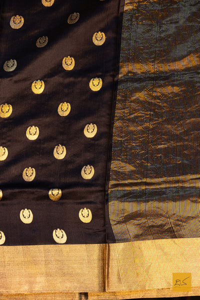 Niranjana- Black Chanderi Pure Silk Handwoven Saree