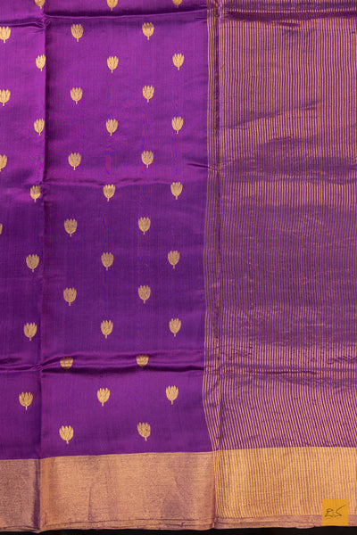 Purple Chanderi Pure Silk Handwoven Saree