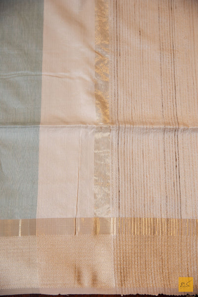 Devika- Green Maheshwari Silk Cotton Handwoven Saree