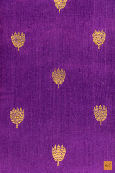Purple Chanderi Pure Silk Handwoven Saree