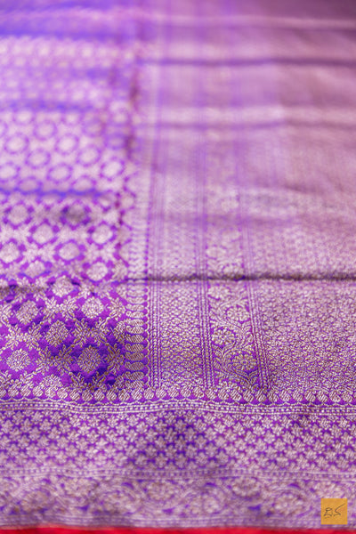 Punyakeerthi- Purple Banarasi Katan Silk Brocade Saree