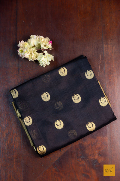 Niranjana- Black Chanderi Pure Silk Handwoven Saree