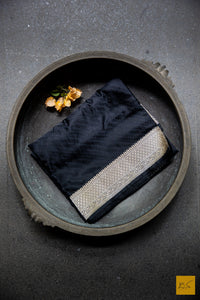Black Banarasi Satin Silk Handwoven Saree