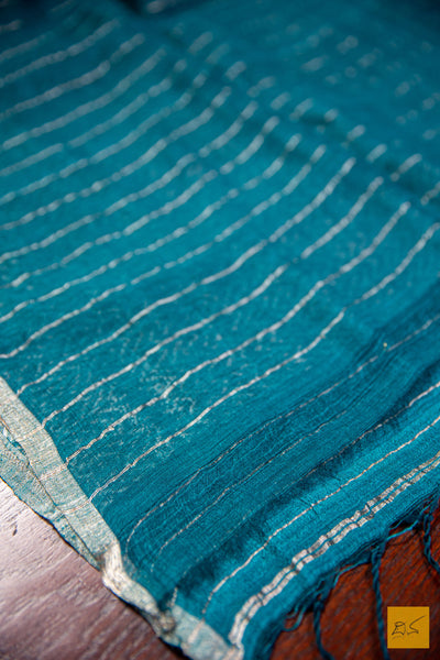 Blue Resham Matka Handwoven Saree