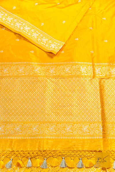 Madhuvanthi- Yellow Banarasi Katan Silk Handwoven Saree
