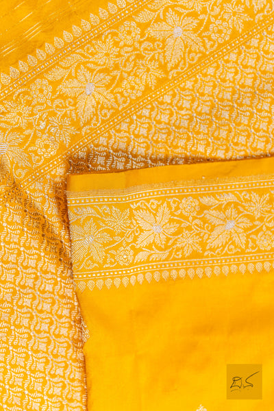 Madhuvanthi- Yellow Banarasi Katan Silk Handwoven Saree
