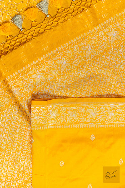 Madhuvanthi- Yellow Banarasi Katan Silk Handwoven Saree
