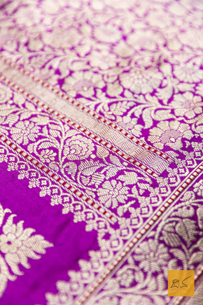 Prahasini- Purple Banarasi Katan Silk Handwoven Saree