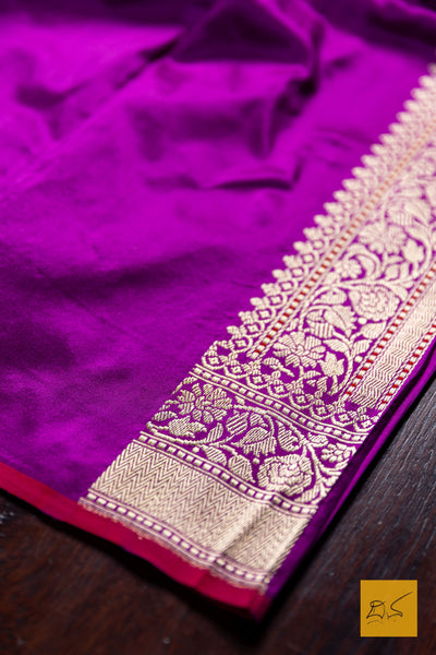Prahasini- Purple Banarasi Katan Silk Handwoven Saree