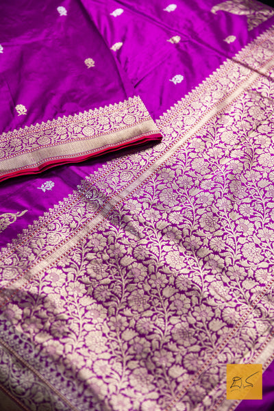 Prahasini- Purple Banarasi Katan Silk Handwoven Saree