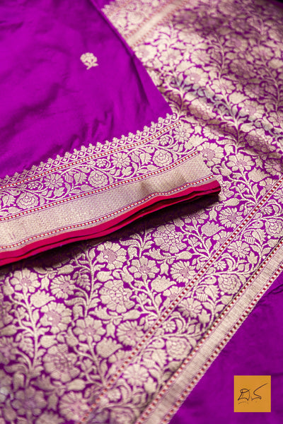 Prahasini- Purple Banarasi Katan Silk Handwoven Saree