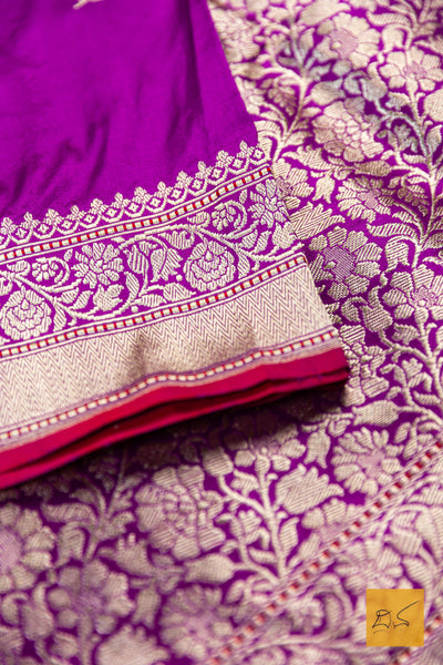 Prahasini- Purple Banarasi Katan Silk Handwoven Saree