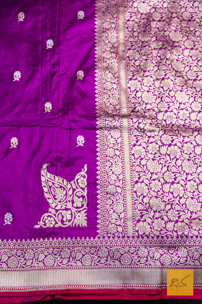 Prahasini- Purple Banarasi Katan Silk Handwoven Saree