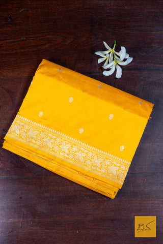 Madhuvanthi- Yellow Banarasi Katan Silk Handwoven Saree
