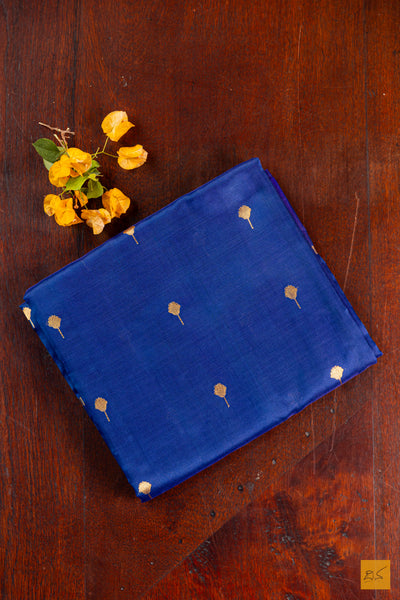 Blue Chanderi Pure Silk Handwoven Saree