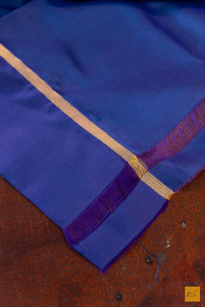 Blue Chanderi Pure Silk Handwoven Saree