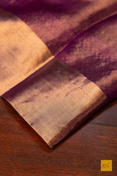 Nishchitha- Purple Chanderi Pure Silk Tissue Handwoven Saree