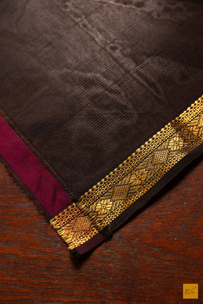 Leela- Blue-Black Maheshwari Garbh Reshmi Handwoven Saree