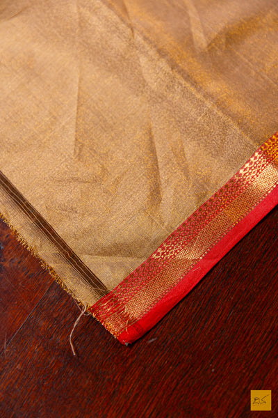 Chaitra- Golden Tissue Maheshwari Silk Cotton Handwoven Saree