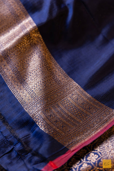 Vimala- Blue Banarasi Katan Silk Brocade Saree