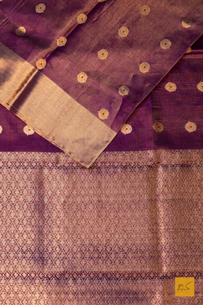 Nishchitha- Purple Chanderi Pure Silk Tissue Handwoven Saree