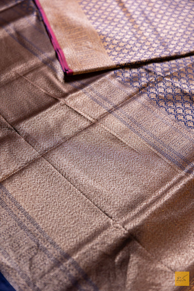 Vimala- Blue Banarasi Katan Silk Brocade Saree