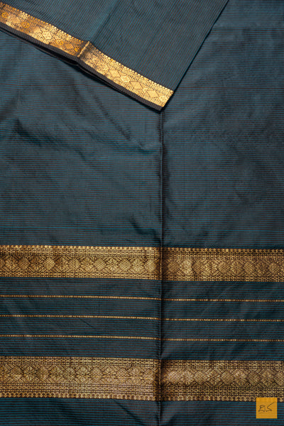 Leela- Blue-Black Maheshwari Garbh Reshmi Handwoven Saree