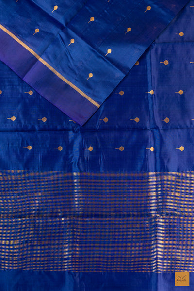 Blue Chanderi Pure Silk Handwoven Saree