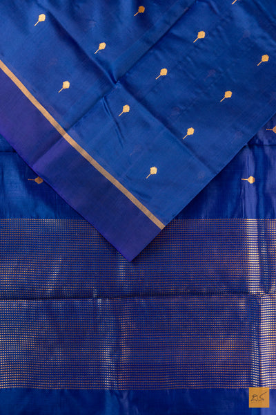Blue Chanderi Pure Silk Handwoven Saree