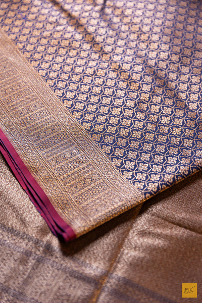 Vimala- Blue Banarasi Katan Silk Brocade Saree