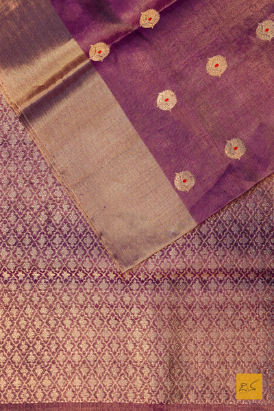 Nishchitha- Purple Chanderi Pure Silk Tissue Handwoven Saree
