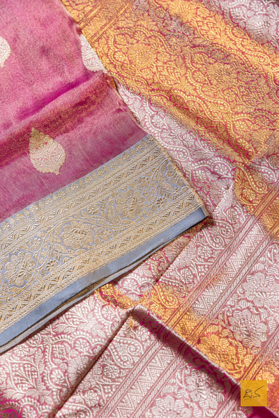 Akshari- Pink Banarasi Tissue Katan Silk Handwoven Saree
