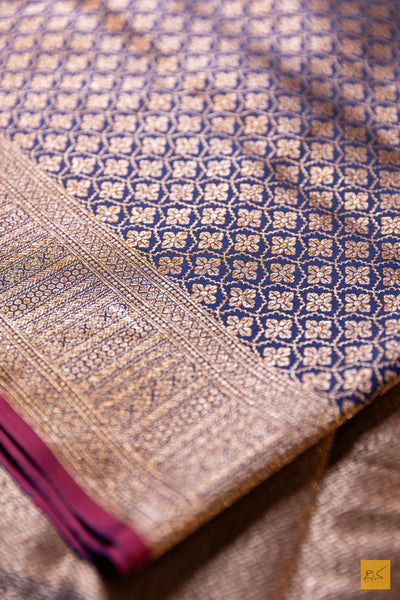 Vimala- Blue Banarasi Katan Silk Brocade Saree