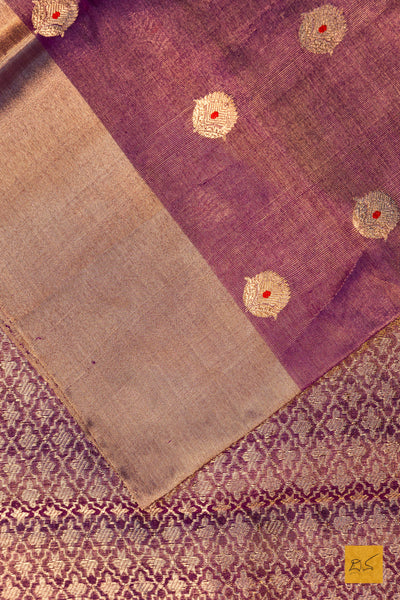 Nishchitha- Purple Chanderi Pure Silk Tissue Handwoven Saree
