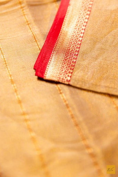 Chaitra- Golden Tissue Maheshwari Silk Cotton Handwoven Saree