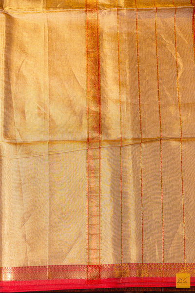 Chaitra- Golden Tissue Maheshwari Silk Cotton Handwoven Saree