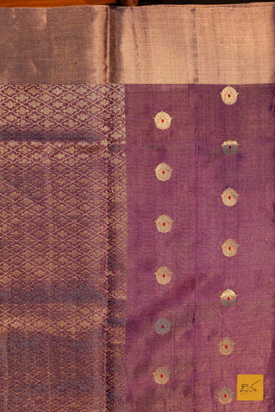 Nishchitha- Purple Chanderi Pure Silk Tissue Handwoven Saree