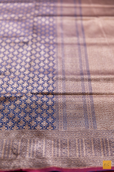 Vimala- Blue Banarasi Katan Silk Brocade Saree