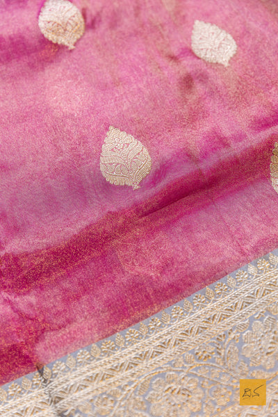 Akshari- Pink Banarasi Tissue Katan Silk Handwoven Saree