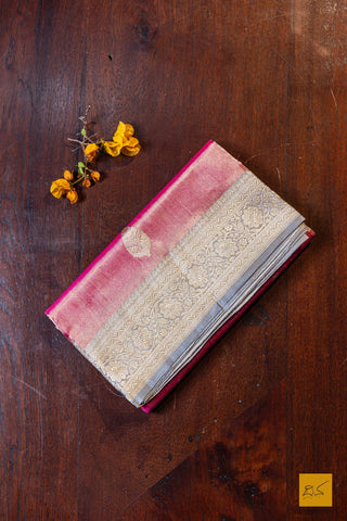 Akshari- Pink Banarasi Tissue Katan Silk Handwoven Saree