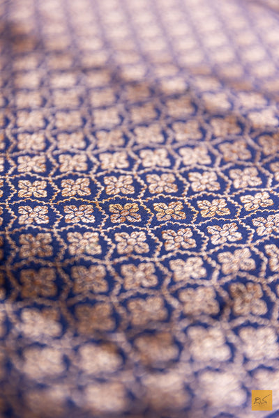 Vimala- Blue Banarasi Katan Silk Brocade Saree