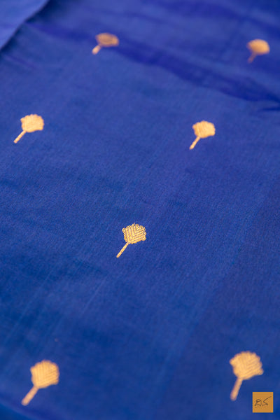 Blue Chanderi Pure Silk Handwoven Saree